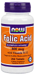 Now Folic Acid 800mcg + B-12 25mcg - Vegetarian 250 Tablets